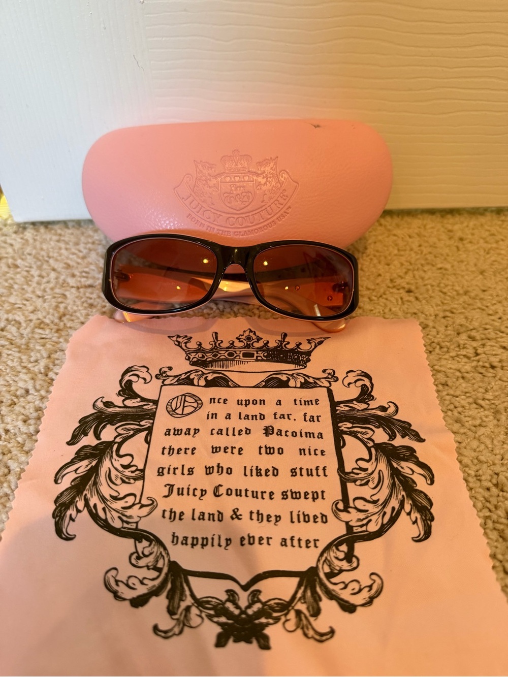 VTG Juicy Couture Laguna/S Y2K Shield Sunglasses with Case & Cloth
